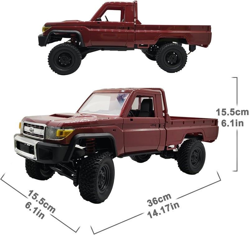 Skymaker MN82 RC Crawler 1/12 RC Truck 4x4 Toyota LC79 Remote Control Car 2.4GHz Off Road RC Car with Metal Drive Shaft & Two 1500mAh Battery RTR Vehicle for RC Hobby Adult Red - Image 5